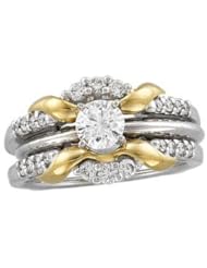 Jewelplus 1/3 ct tw Diamond Ring Guard 14K White/Yellow 1/3Cttw