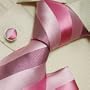 New Designer Pink Stripes 100% Jacquard Woven Silk Tie Hanky Mens Necktie and Cuff Links Hot Pink Ties Cufflinks and Handkerchiefs Set H5033