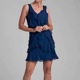 BCBG Blue Silk Chiffon Dress