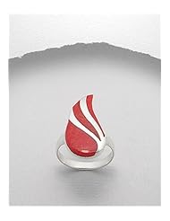 Red Resin Reconstructed stones Ring In 92.5 Sterling Silver