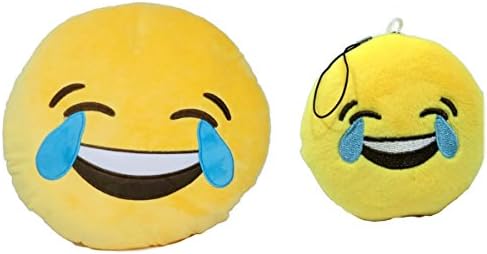 Emoji Pillow and Key Chain Set (Laugh to Tears Pillow + Laugh to Tears Key Chain)