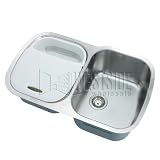 874U, Oliveri Undermount Double Basin Kitchen Sink, Large Basin on Right - Stainless Steel