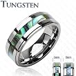 Tungsten Carbide Ring With Abalone Inlay Step Design