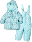 Pink Platinum Baby-Girls Infant Tonal Plaid Snowsuit Bibset