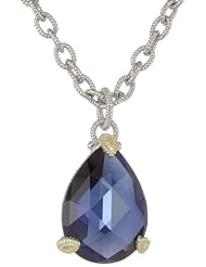 Judith Ripka "La Petite" Pear Stone On Chain Blue Pendant Necklace, 17"