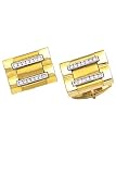14K Yellow Gold and Diamond Double-Bar Cufflinks