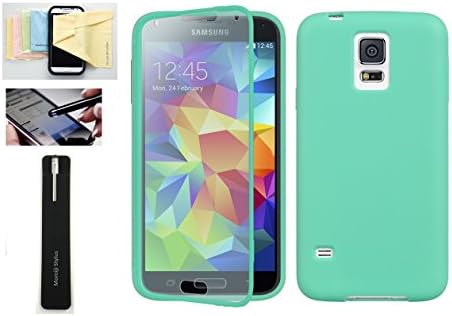 Samsung Galaxy S5 TPU Skin Phone Case With Screen Protective Window Cover And Momiji® Stylus Pen, Cleaning Cloth (Teal)