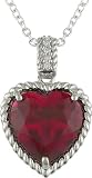 7 Carat Created Heart Ruby and Diamond Pendant in Sterling Silver, 18