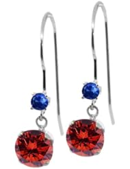 1.26 Ct Round Cognac Red Diamond Blue Sapphire 14K White Gold Earrings