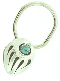 Navajo Sterling-silver Bear-paw W/Genuine turquoise Key Ring