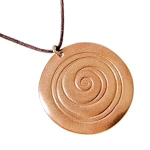 Spiral peace bronze Pendant Necklace on adjustable natural fiber cord