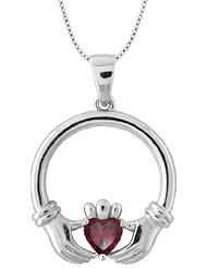 A Silver Breeze Claddagh Necklace Sterling Silver - January Birthstone ASBN-CLD1