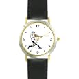 Baseball Batter or Hitter No.2 Baseball Theme - WATCHBUDDY� DELUXE TWO-TONE THEME WATCH - Arabic Numbers - Black Leather Strap-Children's Size-Small ( Boy's Size & Girl's Size )