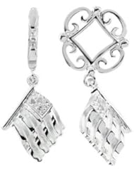 Storywheel® Created White Sapphire Flag Dangle Bead / Charm in 925 Sterling Silver