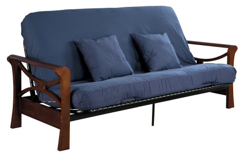 Serta Redbud Naples Full Futon Set with Pillows, Espresso/Navy