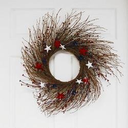 Partriotic Stars Wreath by Arkansas Flag and Banner