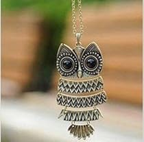 Vintage Owl Pendant Long Bronze Chain Necklace Clothes Vintage Owl Pendant Long Bronze Chain Necklace Clothes