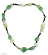 Aventurine and onyx beaded necklace, 'Bold India'