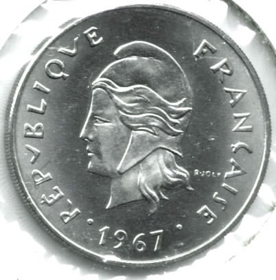 1967 French Polynesia 50 Francs KM#7