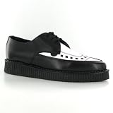 Search : Underground Creepers Barfly Black White Leather Womens Shoes