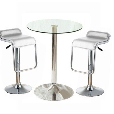 Tonkey Tall Glass Bistro Table with 2 Stools top Bistro sets Tonkey Tall Glass Bistro Table with 2 Stools picture