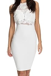 Sleeveless Lace Sheer Spring Summer Winter Polyester/Spandex Party Dress/Midi Dress 