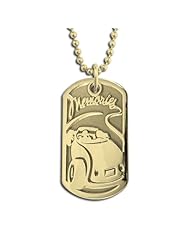 14k Yellow Gold For The Good Times Dog Tag Necklace Pendant. Made in USA.