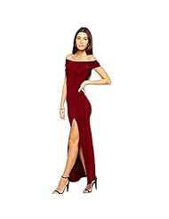 Sexy Strapless Bateau Neck Polyester Slit Cutout Cocktail Full Length Bodycon Dress/Wedding Dress/Maxi Dress 