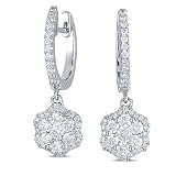 14K White Gold 0.77cttw Round Diamond Earring