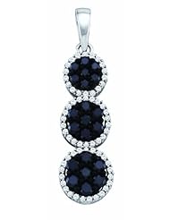 Mydreamsilver 0.75CT-Dia Fashion Ladies Black Diamond Pendant (L 23.0 mm W 8.0 mm)