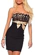 Tube Fitted Lace Strapless Evening Cocktail Prom Party Dress with Bow
