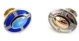 Donald Trump Cufflinks : Reversible Oval Silver & Blue