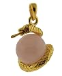 Sterling Silver Snake with Rose Quartz 12mm Crystal Sphere Pendant
