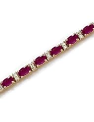 14K Yellow Gold Oval Ruby and Diamond Bracelet