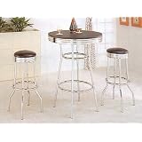 Retro Polished Chrome Bar Table and Black Stool Set by 
