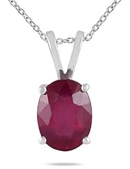 2.00 Carat 8X6mm All-Natural Genuine Oval Ruby Pendant Set in 14k White Gold