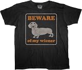 BEWARE OF MY WIENER Funny Dachshund Adult Dog Black Tee T-shirt