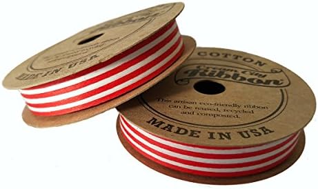 Cream City Ribbon Stripe Cotton, Curling/Craft, Red/White
