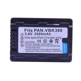 3.6V 3580mAh Battery VW-VBK360 For Panasonic HDC-HS60, HDC-TM55, HDC-SD60, SDR-H85, SDR-T50, SDR-S50,HDC-TM80, SDR-S50K, HDC-SDX1H, HDC-TM55K, HDC-HS60K, SDR-T50K, SDR-H85A, SDR-S50A, SDR-S50N, SDR-H85K, HDC-SD60S, SDR-H85S, HDC-SD60K Camcorders