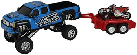Moto Stars 1:32 Scale Blue 4 X 4 Truck with 2 Dirt Bikes