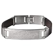 Etched Dragon Leather Stainless Steel Bracelet 8"