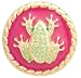 Lindsay Phillips Button Green Crystal Frog & Pink Epoxy Round Fiona Switchflop Gold Tone - Fits Lindsay Phillips Shoes