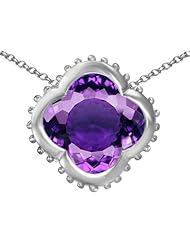 Original Star K (tm) Large Clover Pendant with 12mm Clover Cut Simulated Amethyst in 925 Sterling Silver