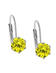 1.60 Ct Round Canary Diamond 925 Sterling Silver Earrings