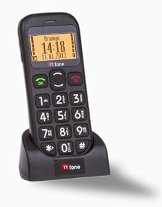 TTfone Jupiter Black - Big Button Easy to use Senior Sim Free Unlocked Mobile Phone with SOS Panic Button, Talking numbers, a Large easy to read display and a free docking station for charging