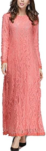 Heart1st Women Evening Party Cocktail Maxi Dress Kaftan Abaya Islamic Muslim U87 (L, PINK)