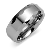 Beveled edge Lightly Faceted 8mm Comfort Fit Mens Tungsten Carbide Wedding Band Ring Size 8