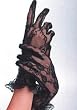 Fingerless Elbow Length Lace Gloves With Ruffle (Black-One Size)