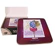 Red Wine French design boxed set of 6 hardboard and cork coasters