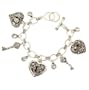 Silver Tone Marcasite Key & Heart Charms Toggle Bracelet Fashion Jewelry